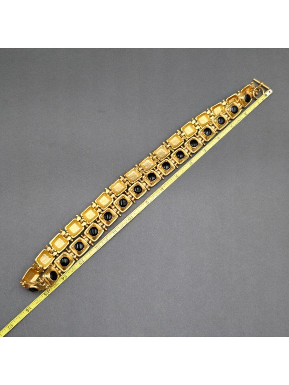 Victorian Revival Book Chain Statement Necklace 30" Gold Tone Black Glass - Picture 10 of 15